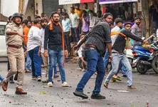 Stone pelting near Congress office in Ahmedabad