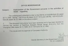 Ban on govt employees taking part in RSS activities lifted