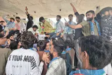 NSUI protest at Ahmedabad University over fee hike