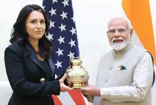 PM Modi meets Tulsi Gabbard, gifts her vase containing holy Ganga water from Maha Kumbh
