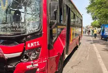 At least 4 injured after tempo rams into AMTS bus near Delhi Darwaza in Ahmedabad