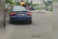 Youth performs dangerous car stunt on Sindhu Bhavan Road video went viral