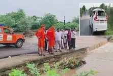 Two BAPS monks die after car swept away by water accumulated on causeway near Botad
