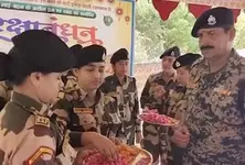 BSF personnel at India-Pak border along Rajasthan celebrate Raksha Bandhan