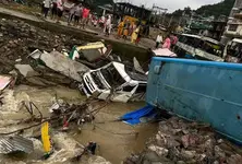 Cloudburst in Himachal’s Mandi washes away buses, buries houses, shops