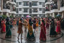 Red alert in nine districts heavy rain forecast threatens garba revellers enthusiasm