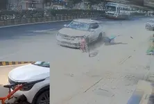 CCTV captures speeding Kia car ramming cyclist in Krishnanagar Ahmedabad