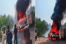 Two parked cars catch fire near Kalaghoda in Vadodara