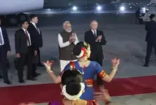 Russian President Vladimir Putin arrives on two-day State Visit, received by PM Modi at airport