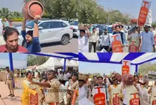 Congress MLAs protest outside Gujarat Assembly over LPG, natural gas shortage