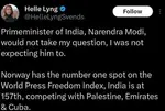 PM Modi faces press freedom debate after Norwegian journalist’s viral question, India replies