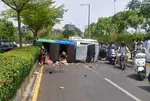 Waste collection vehicle driver allegedly under influence causes accident on Ahmedabad's Riverfront Road
