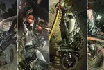 Three injured after car and motorcycle collide near aslali overbridge in Ahmedabad