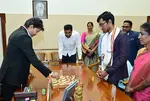 TN CM Vijay plays chess with Praggnanandhaa, awards ₹50 lakh for Norway Chess triumph