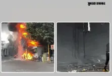 Fire at TVS EV showroom in Surat’s Adajan, over 15 vehicles gutted, two adjoining shops damaged