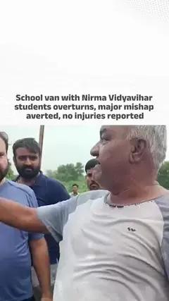 School van ferrying Nirma Vidyavihar students overturns, major mishap averted