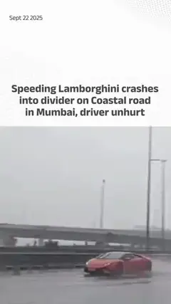 Speeding Lamborghini crashes into divider on Coastal road in Mumbai, driver unhurt